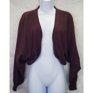 Yoana Baraschi Cardigan Shrug Women's S Wool Blend Batwing Sleeve Burgundy Boho